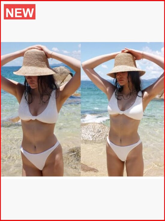 Handwoven Natural Raffia Straw Bucket Sun Hat Foldable Wide Brim UPF 50+ main image 7